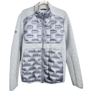 Levelwear Down Jacket Full Zip Front Grey Silver Long Sleeve Mens Size Medium